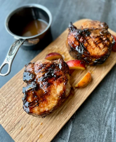 Image of Peach Jalapeño Bourbon Double-Cut Pork Chops