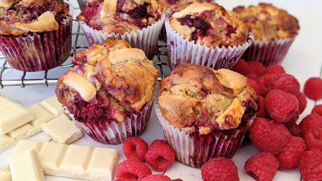 Image of Raspberry and White Chocolate Muffins