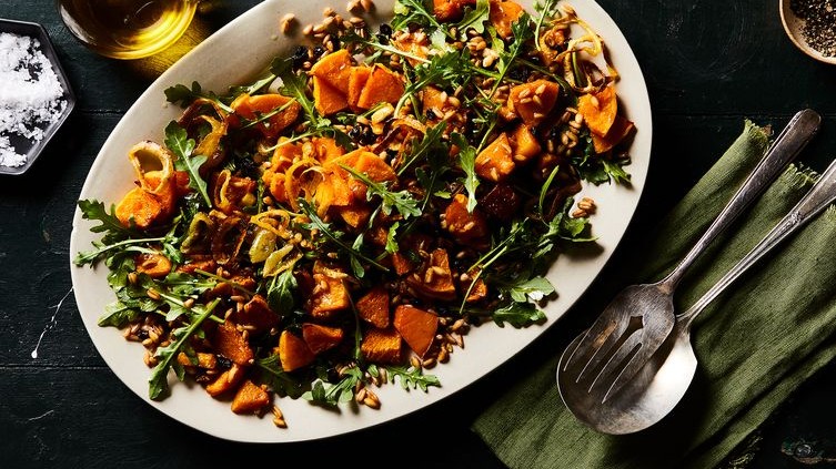 Image of Roasted Butternut Squash & Toasted Farro Salad with Curried Brown Butter