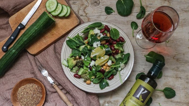 Image of Bean Salad with Spinach and Feta Cheese