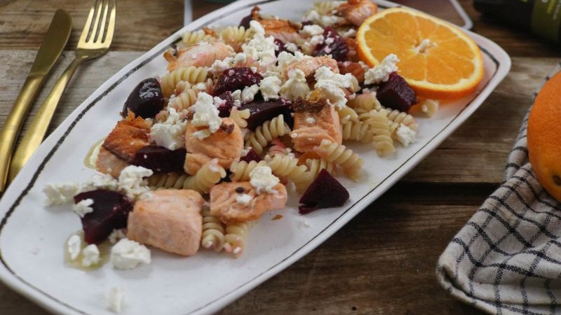 Image of Beetroot Salmon Salad with Orange Vinaigrette