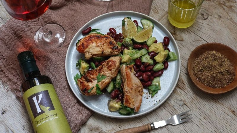 Image of Chicken and Beans Salad with Avocado and Cucumber