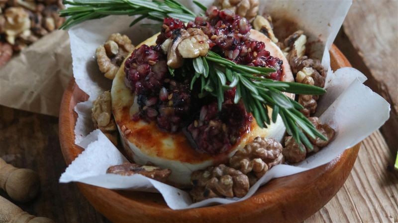 Image of Baked Goat Cheese With Blackberries And Roasted Walnuts