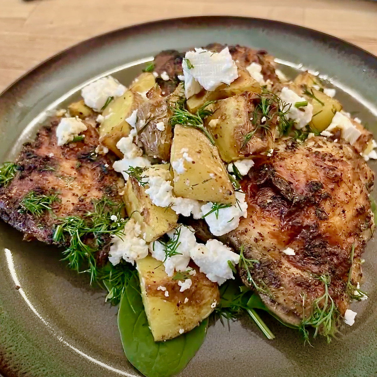 Mediterranean Lemon Roasted Chicken with Feta and Dill