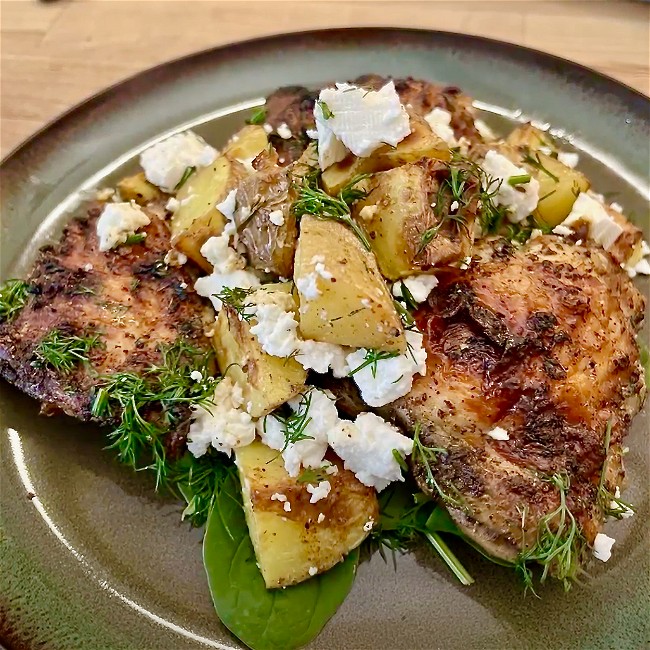 Image of Mediterranean Lemon Roasted Chicken with Feta and Dill