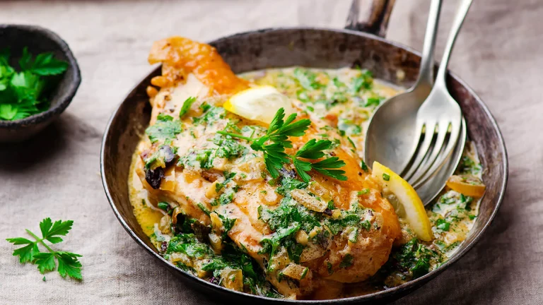 Image of Skillet Chicken with True Lemon Garlic Cream Sauce