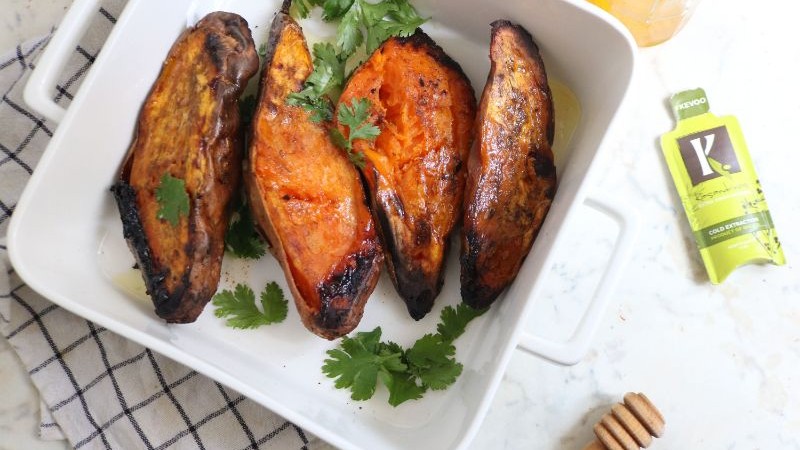 Image of Charred Sweet Potatoes With Honey And Evoo