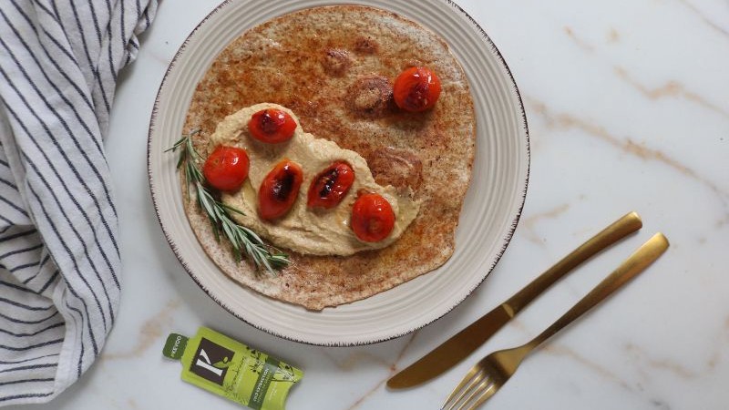 Image of Peanut Butter Evoo Wraps With Charred Tomatoes