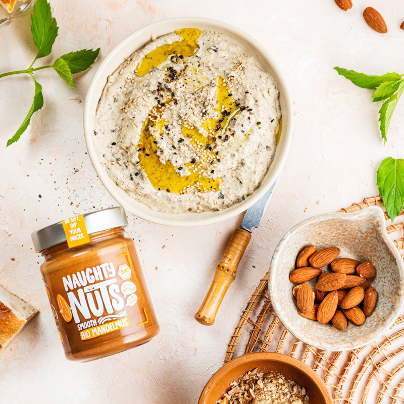Vegane Baba Ganoush mit Mandelmus Smooth