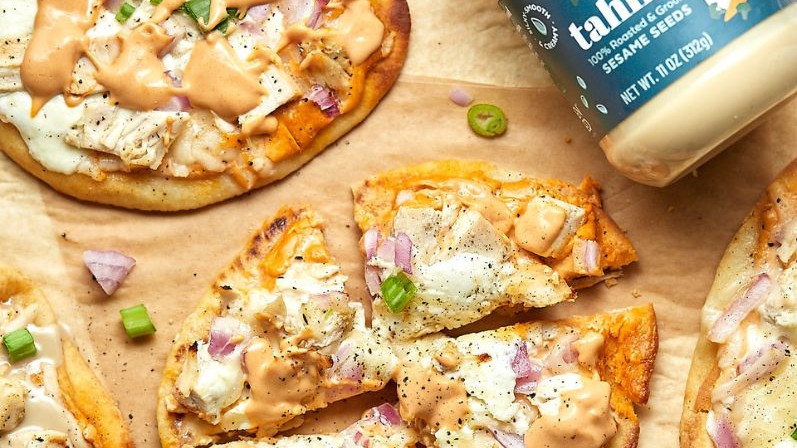 Image of Creamy Buffalo Tahini Chicken Flatbread