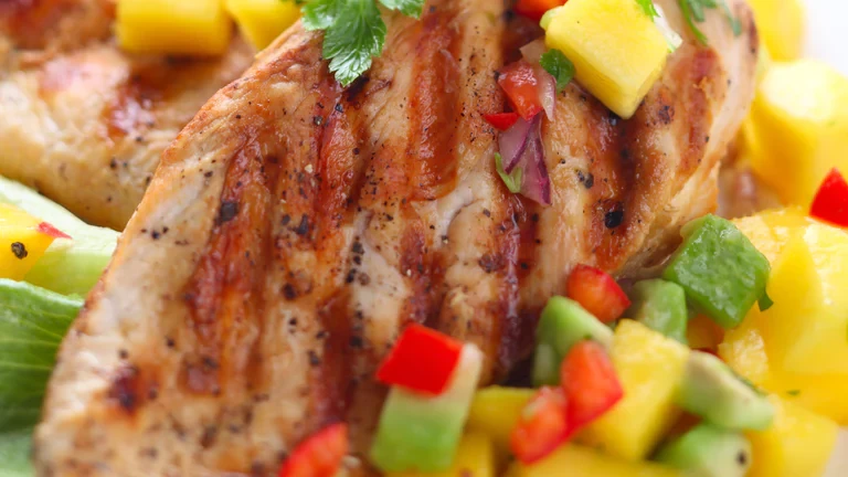 Image of Spiced Rubbed Grilled Chicken Breasts with Fruit Salsa