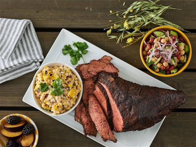 Image of Smoked Tri-tip with Grilled Corn Elote