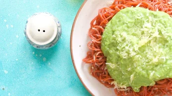 Image of Beetroot Spaghetti With Creamy Peas