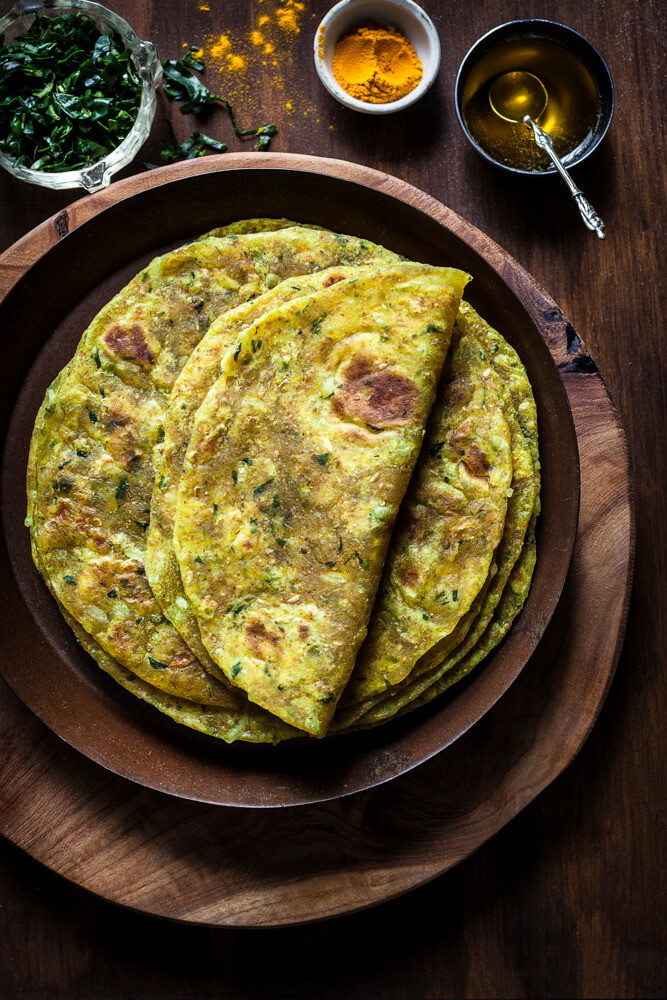Thepla, Methi Bhaji Rotli, Fenugreek Roti Recipe; A little bit of this, a little bit of that cookboo