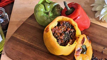 Image of Black Rice and Marinara Stuffed Bell peppers