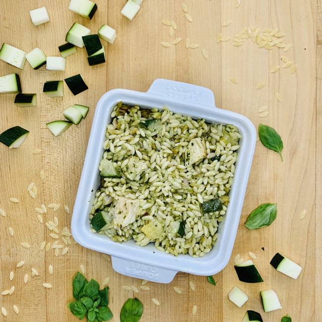 Image of Creamy Pesto Chicken, Zucchini & Orzo Pasta