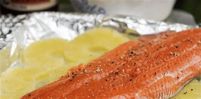Image of Smoked Pineapple Copper River Salmon with Firecracker Sauce