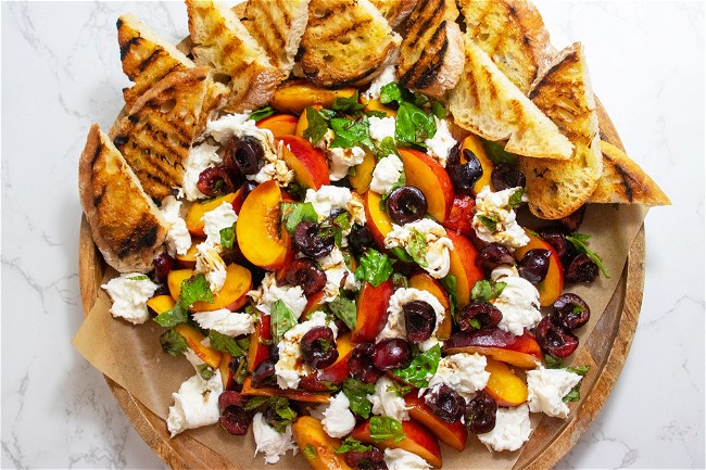 Image of Peach And Cherry Salad With Burrata