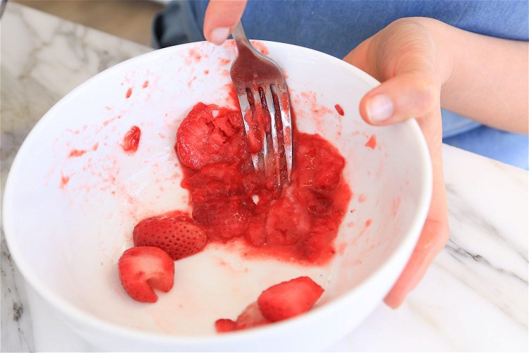 Image of Mash the 3 large strawberries with a fork (can use...