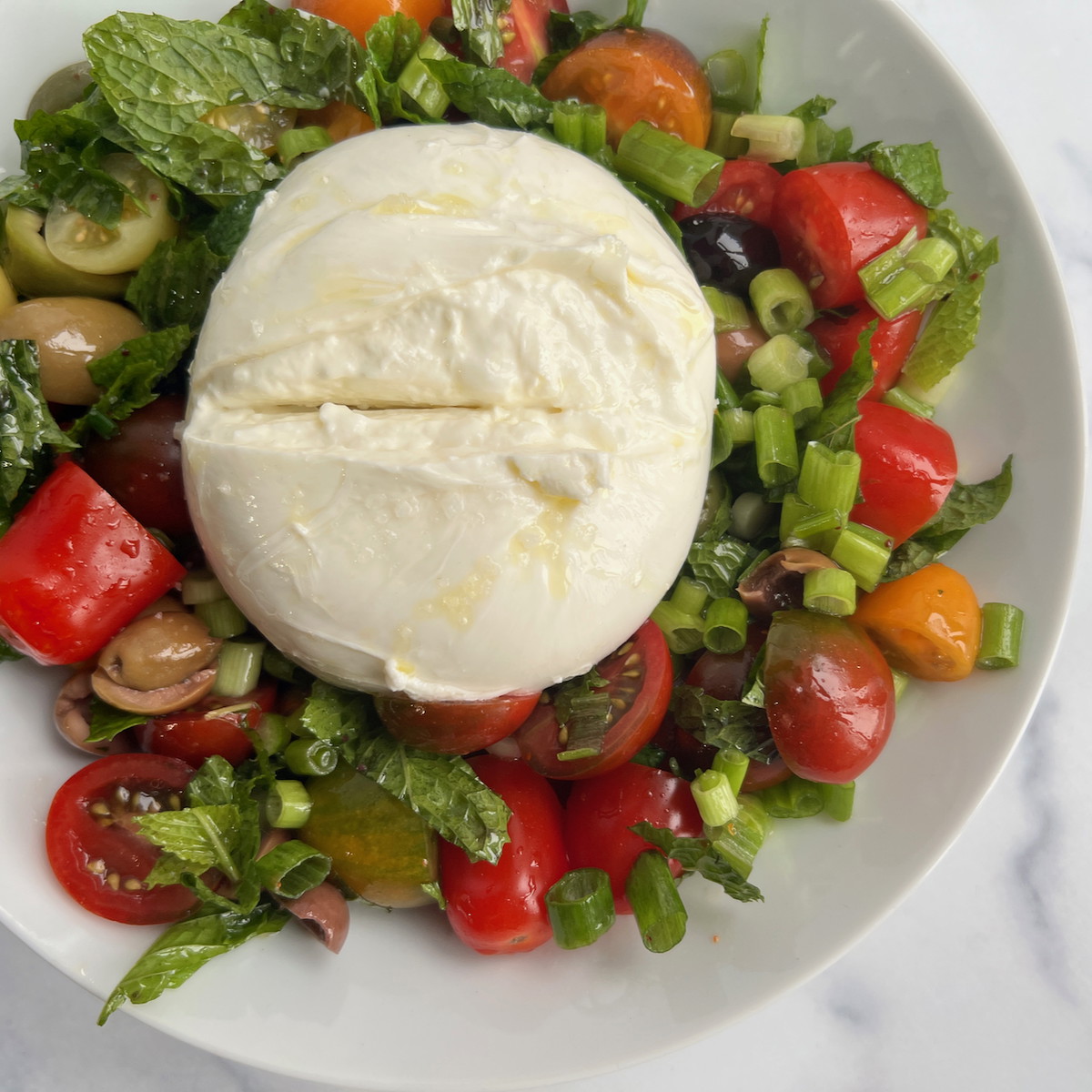 Burrata, Tomato & Olive Salad