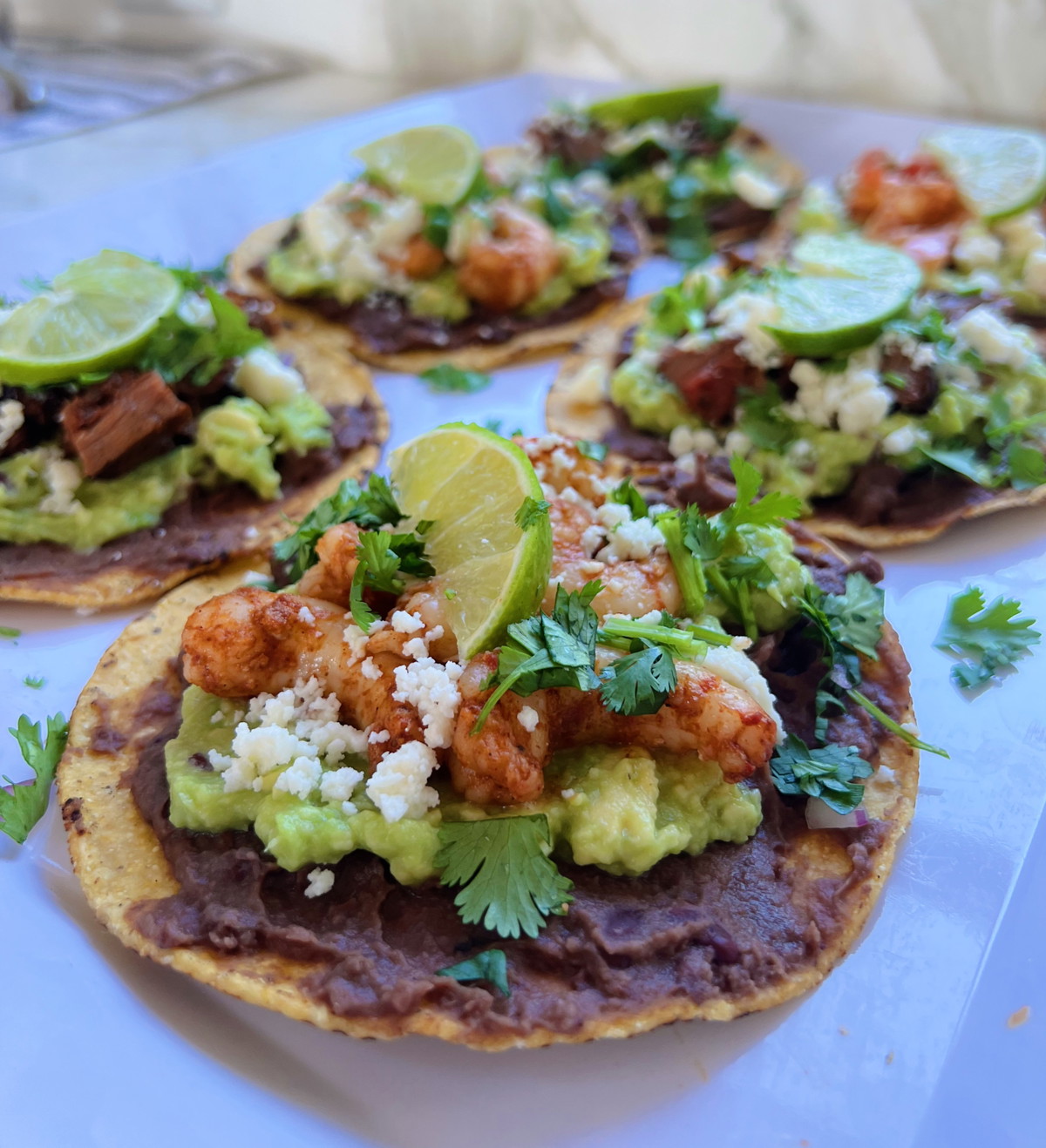 Surf and Turf Tostadas with Prawns & Carne Asada