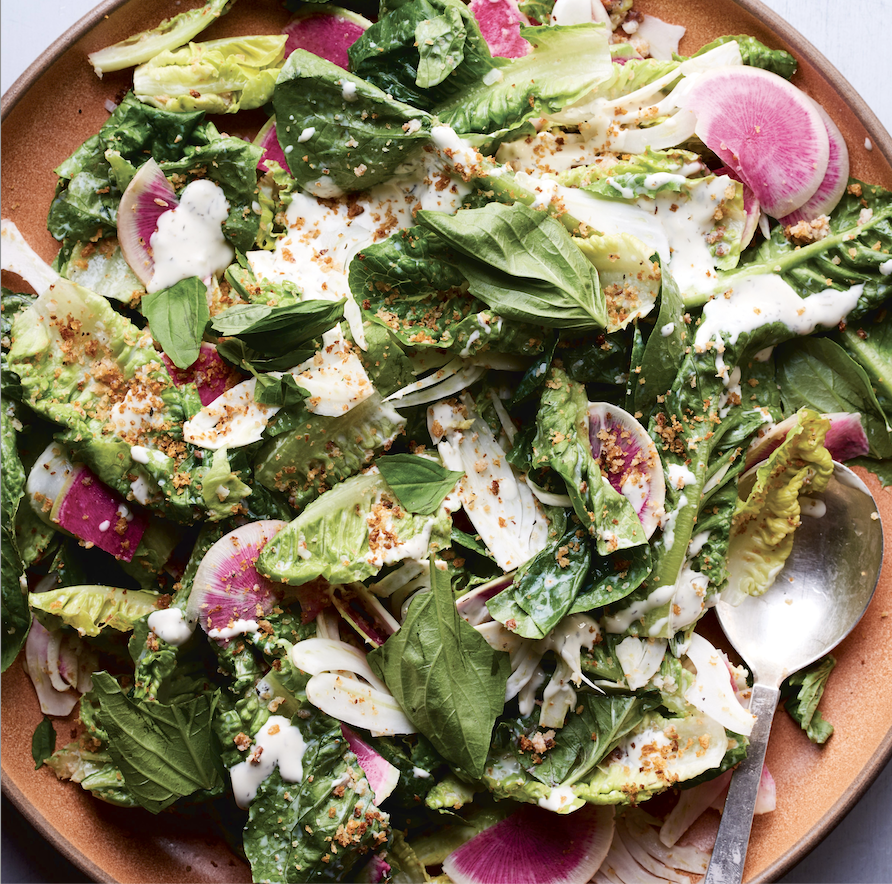 Little Gem Salad with Herbed Breadcrumbs