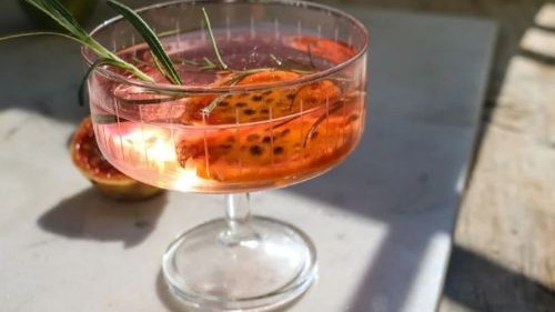 Image of Prickly Pear Vodka Sour With Olive Oil Drops