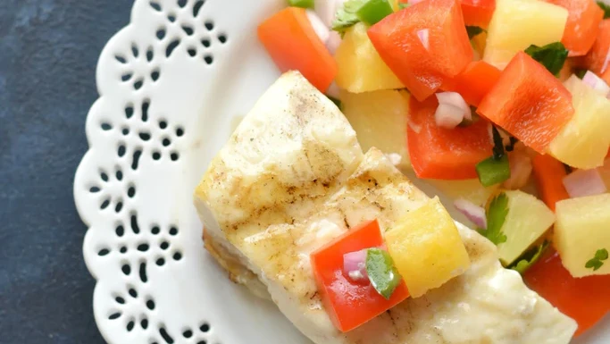 Image of Grilled Halibut with Pineapple Relish