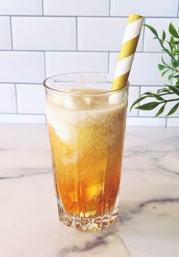 Image of Passionfruit Rose Lychee Boba Ice Cream Float