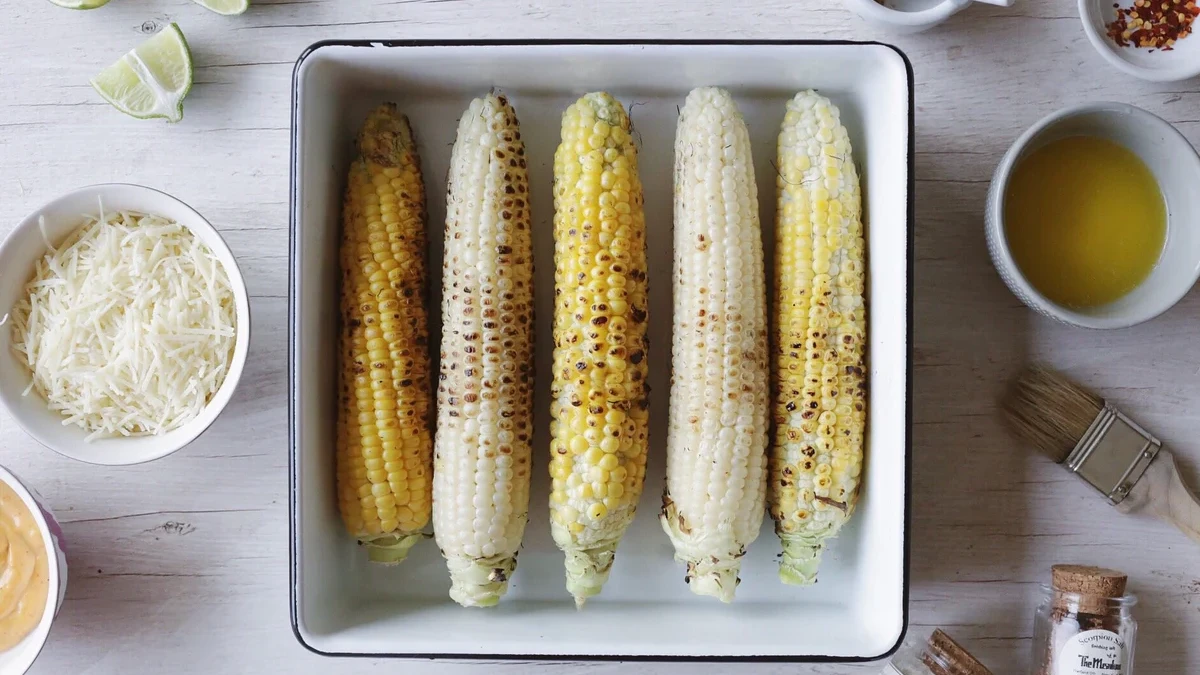 Image of Elote Grilled Corn with Chili Pepper Sea Salt and Parmesan Cheese