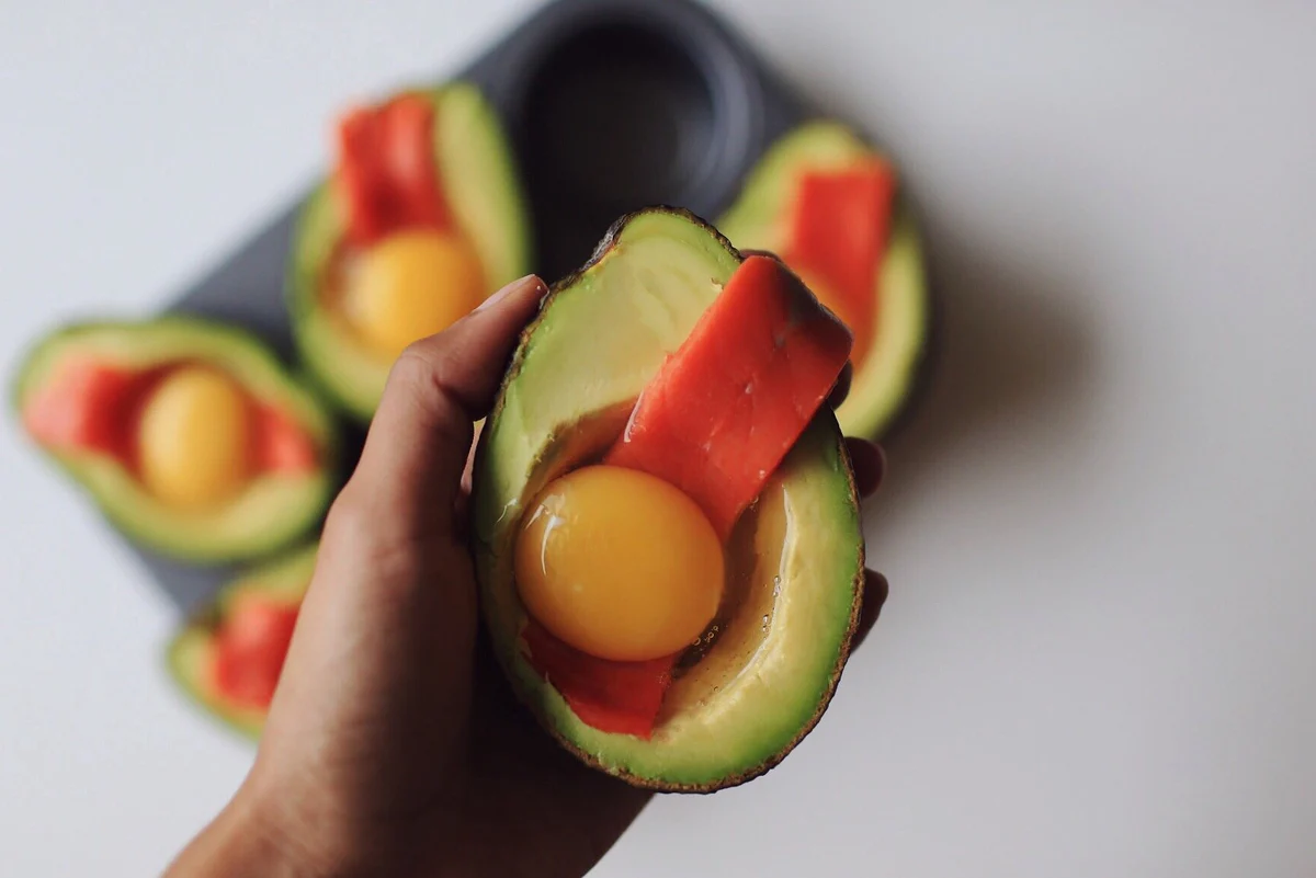 Baked Avocado with Eggs, Salmon and Black Diamond Flake Salt