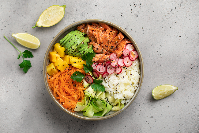 Image of Salmon Rice Bowl With Bourbon Glaze