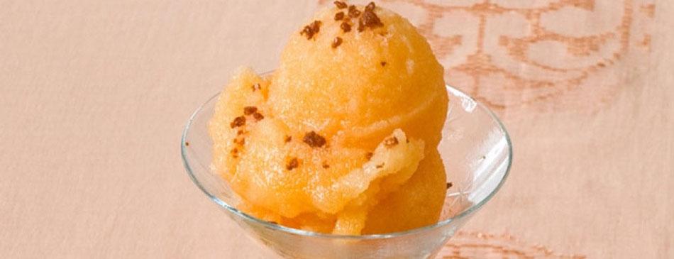 White Balsamic Melon Sorbet with Haleakala Ruby Sea Salt