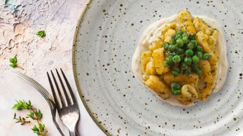 Image of Carrot Gnocchi With Cheese Fondue And Green Peas