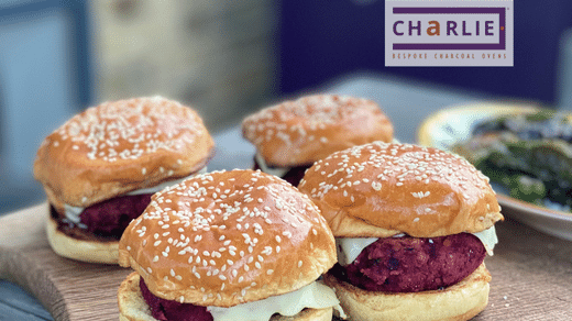 Image of Beetroot & Chickpea Burgers Topped with Halloumi & Sweet Chilli Sauce