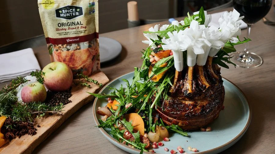 Image of Crown Roast Pork with Persimmon, Dandelion & Pomegranate