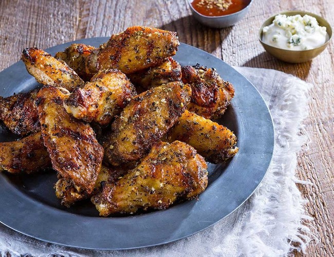 Image of Crazy Grilled Chicken Wings with Blue Cheese Dipping Sauce