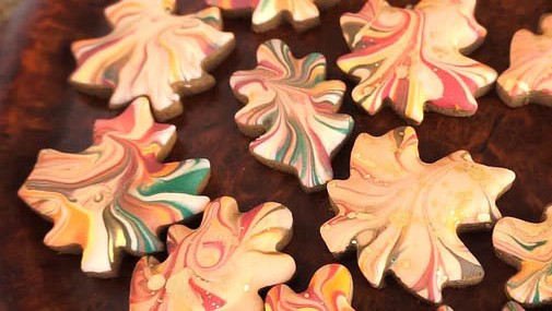 Image of Marble Dipped Leaves Cookies