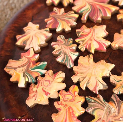 Image of Marble Dipped Leaves Cookies