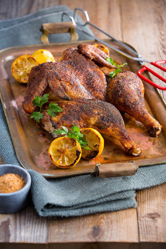 Spatchcock Chicken with Grilled Lemon