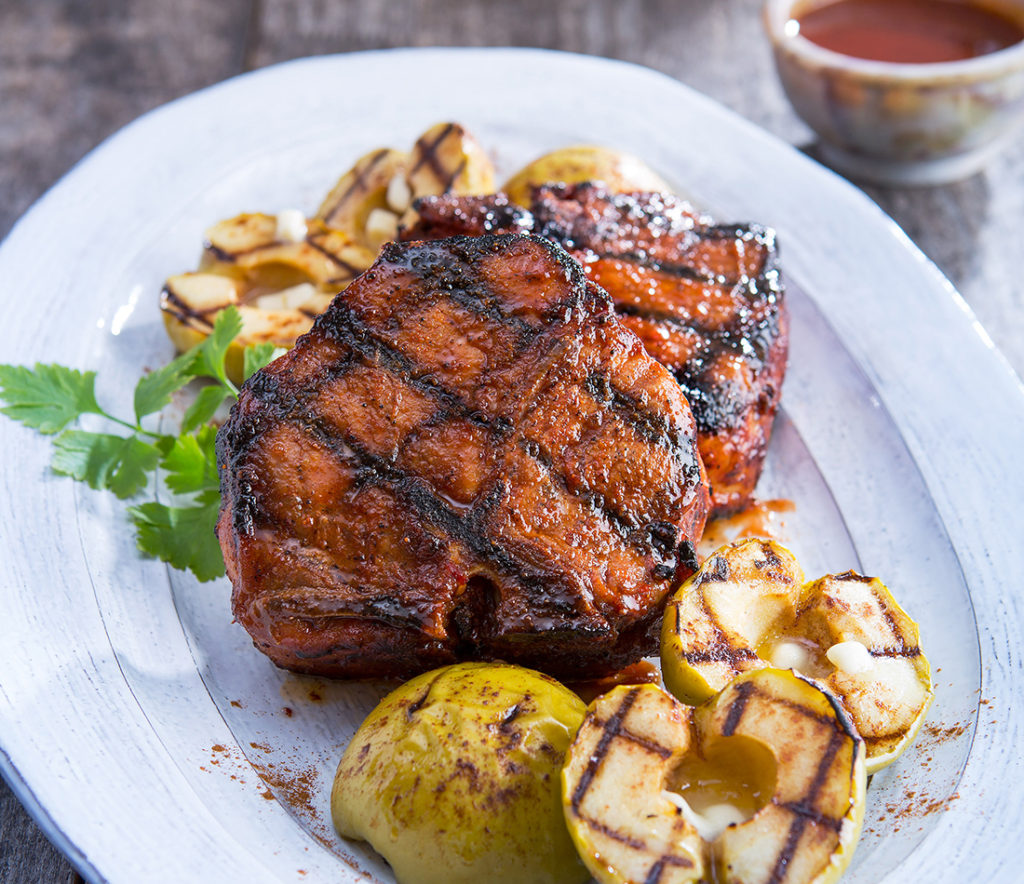 Porterhouse Pork Chops with Cinnamon Apples