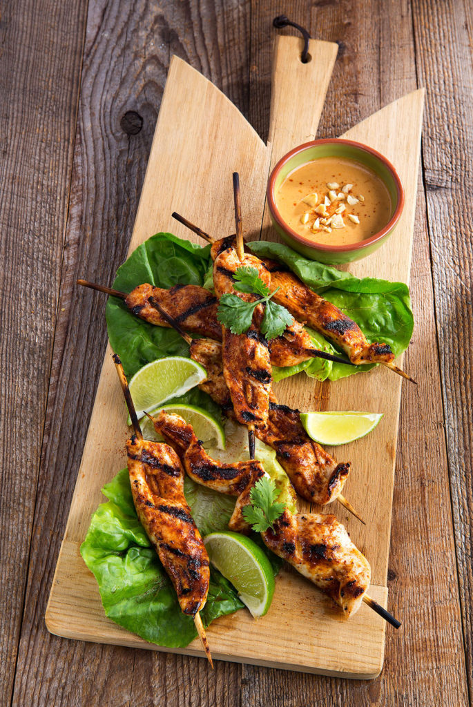 Grilled Chicken Satay with Peanut Dipping Sauce