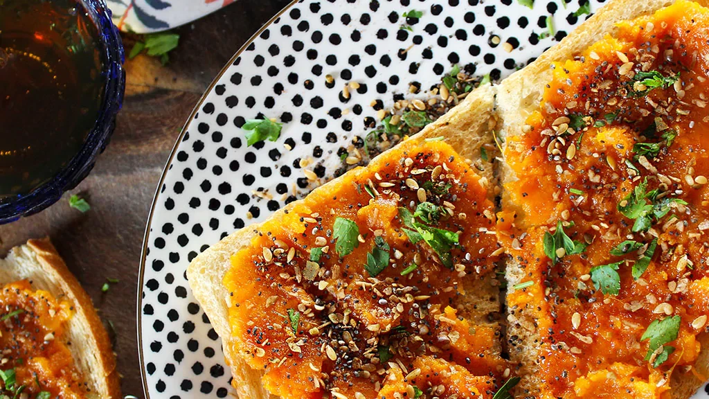 Image of Sweet Potato Toast with Honey and Sweet Seed Crunch Toppers