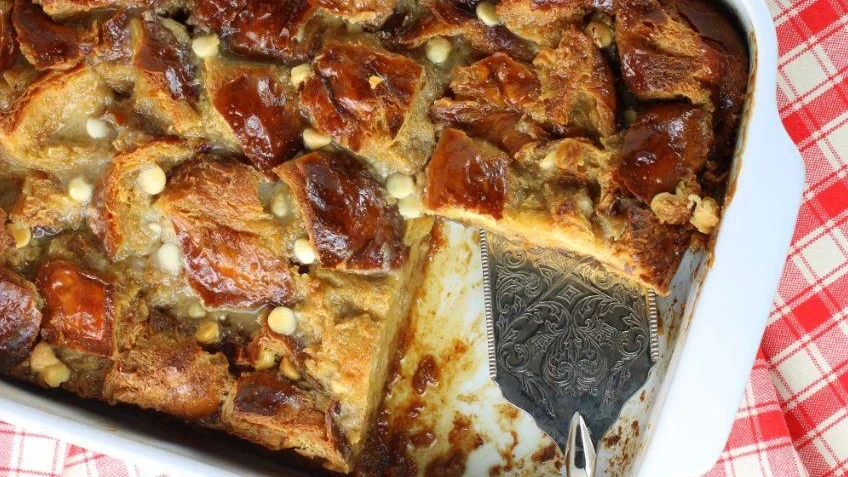 Image of Eggnog White Chocolate Chip Bread Pudding