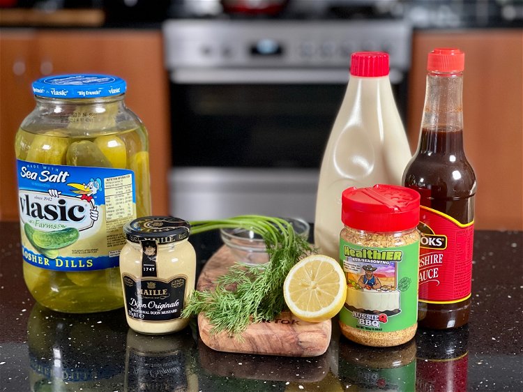 Image of In a small bowl combine the mayonnaise, pickles, lemon juice,...