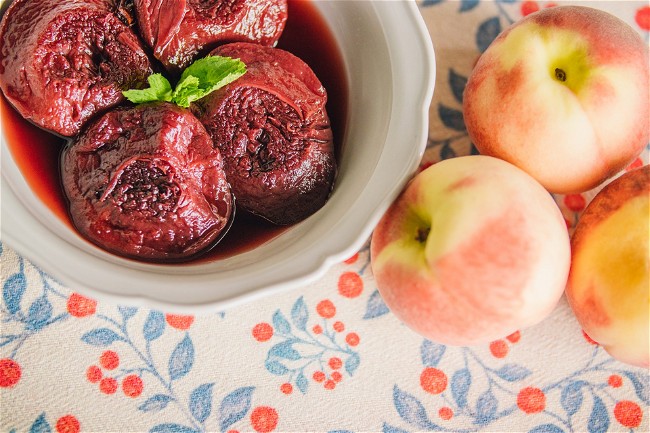 Image of Peaches in Red Wine