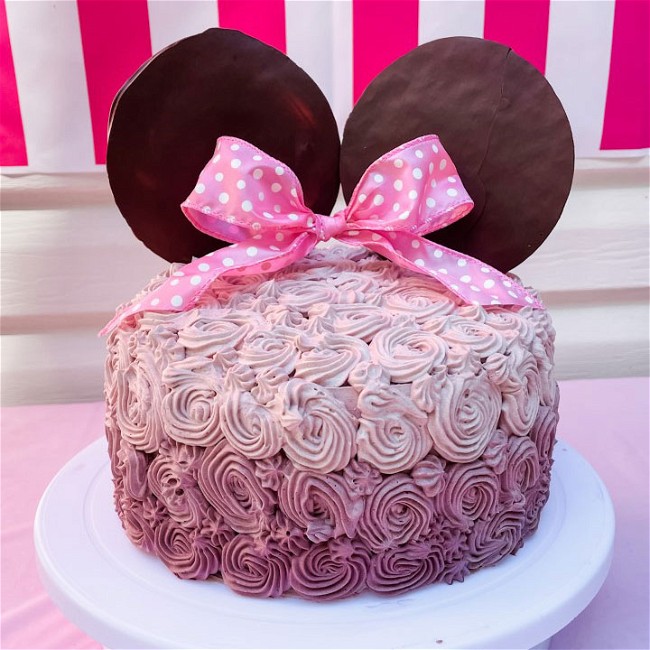 Image of Pink Ombre Minnie Mouse Cake