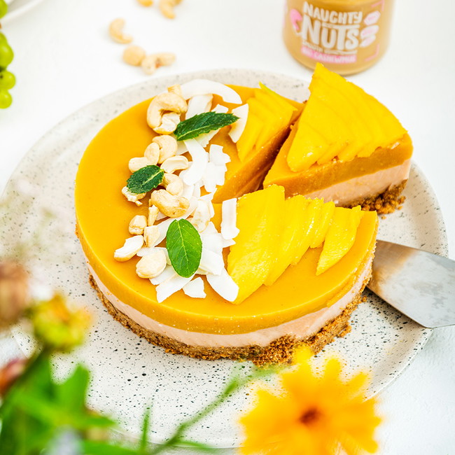 No Bake Mangokuchen mit Cashewmus