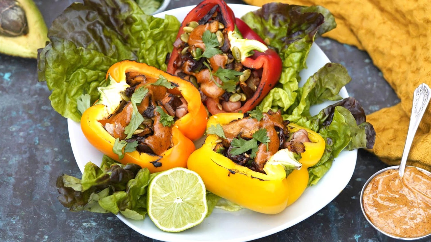 Image of Hemp Chipotle Aioli with Stuffed Bell Peppers | Vegan, Dairy-Free