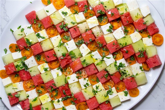 Image of Watermelon Mosaic Caprese Salad